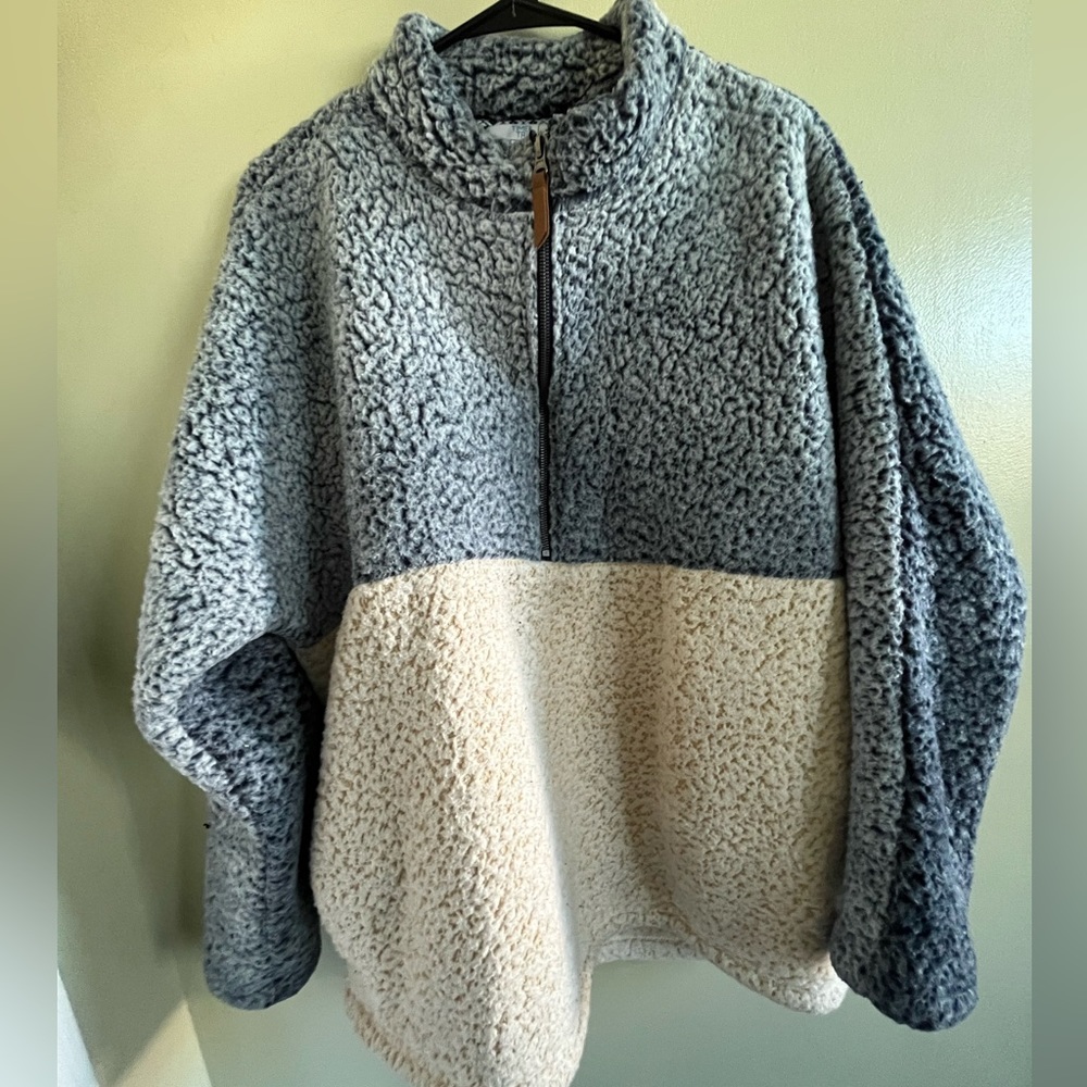 Time and Tru Quarter Zip Sherpa Two Tone Size XL (16-18) EUC